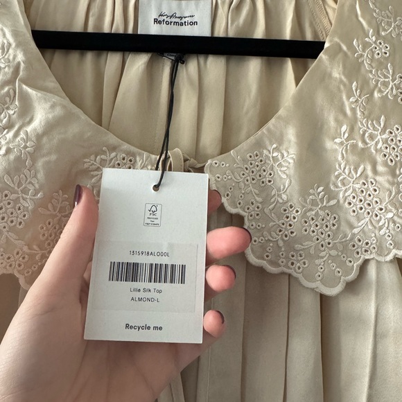 Reformation Cream Embroidered Blouse - Picture 3 of 4